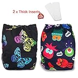 iZiv新生児2厚いおむつ付きオーガニック幼児防水/調整/再利用可能/洗えるポケット布おむつのフィット赤ちゃん0.5-3歳（カラー4）