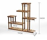 フラワーラック、ソリッドウッドバルコニーリビングルーム複数のレイヤーフラワーポットラックカーボンベーキングカラー124CM * 26CM * 124CM