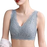 [FLYSHION] ノンワイヤーブラ レディース レディースブラジャー バストアップ美胸 グレー XL