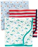 Simple Joys by Carter's Baby Boy's 3-Pack Cotton Swaddle Blanket, White/Red/Navy, One Size [並行輸入品]