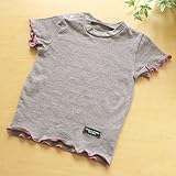 StudioPOPPOオーガニックコットン ふちどりフリルの半袖Ｔシャツ（天竺生地・ブラウン/ピンク）70㎝