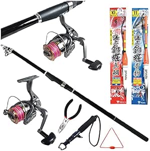 Amazon つり具ten 海上釣り堀入門 完全セット Peライン付 竿 リール 糸 仕掛け 他 全8点セット Pe糸巻き済 釣り入門 Clubten ロッド リールセット