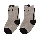 Domybest子供靴下 秋冬 厚い 赤ちゃんのチューブソックス かわいい小さなリスのパターン ベビーフロアソックス 柔らかく快適 0-4歳に適して 写真小道具