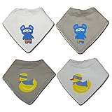 Maybebaby Superhero Baby Bandana Drool Bibs, Adorable Bundle of 4 Bibs for a Teething, Drooling Baby