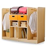 ランドセルラック ハンガーラック 本棚 引き出し キャスター付き ワイド 幅120cm type2 ナチュラル×ブラウンナチュラル×オレンジ