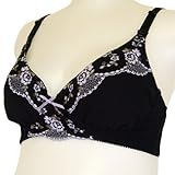 ネトゥル パッド付き花柄チュールレース付きハーフトップ L ブラック 5514