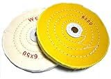 コットン 布 バフ ホイール 仕上 研磨 用 150 mm 黄 白 2 個 セット
