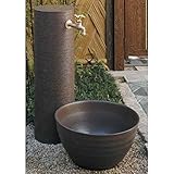 タカショー　陶器　円筒水栓柱セット　【水栓柱・立水栓セット　蛇口　水受け付き　3点セット】 ブラウン