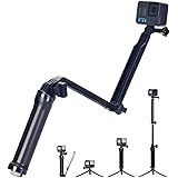 防水 3-WAY 自撮り棒・三脚・ハンドラー アクションカメラ用 GoPro Hero 12/11/10/9/8/7/6/5/4 Black Session Max、DJI osmo action、その他のアクションカメラ