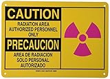 Brady 125431 Bilingual Sign, Legend "Radiation Area Authorized Personnel Only", 10" Height, 14" Widt