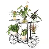 HCHWH 創造的な多層のフラワースタンド、鍛鉄ヨーロッパの植木鉢シェルフ、組み立てられたフロアスタンド、29.5 "H