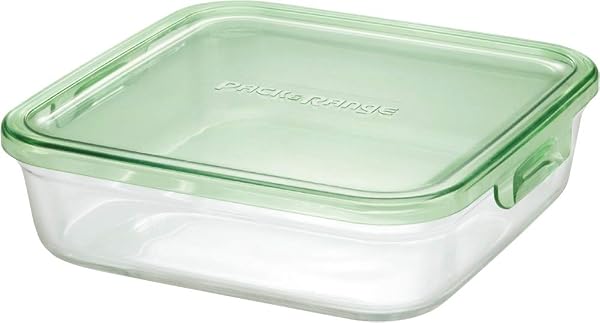 iwaki イワキ 耐熱ガラス 保存容器 グリーン 角型 L 1.2L パック&レンジ KC3248N-G - 1