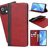 Ｈａｖａｙａ 対応 Xiaomi Mi 11 Lite 5G ケース mi 11 lite 5g ケース 手帳型 スマホケース シャオミー ミー 11 lite 5G 耐衝撃 カバー カード収納 スタンド機能 フェイクレザー-レッド+ブラック