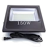 LED投光器 150W 薄型 ブラック 防水加工 LEDチップ 3mコード付き 広角120度 ledライト 看板灯 作業灯 駐車場灯 ナイター 屋内 照明 屋外 人気 電球色