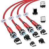 マグネット-充電ケーブル 7ピン 3A急速充電+データ通信 充電コード 3in1 【9個端子+ 4本セット】 540度回転 0.5M+1M+