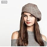 レディ古典的なフランスのアーティストベレー帽、ファッションSlouchyの帽子のグリップキャップ帽子、ソフトウールブレンドファブリック冬のバギー画家ハット (褐色)