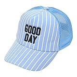 Roffatide 子供 刺繍 メッシュ 帽子 キャップ 野球帽 男の子 女の子 春夏 アウトドア サイズ調整 UVカット 日よけ帽子 ブルー