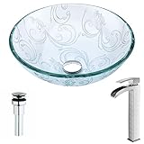 Vienoシリーズクリスタルクリア花のキーでdeco-glass容器シンク蛇口でつや消しニッケル