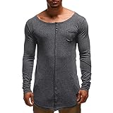 Holdego Tシャツ メンズ Tシャツクルーネック ロングスリーブスリムカジュアルパッチワークトップス秋、冬ブラウスシャツラウンドネックスリムフィット単色のスプライシング長袖シャツ秋冬 トップスメ