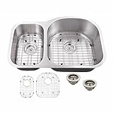 Cahaba ca122532プレミアム70 / 30アンダーマウントEurostyleキッチンシンクステンレススチールwithグリッドとドレイン