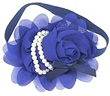 C-Princess ベビーコスチューム ヘアバンド ヘッドバンド 髪飾り 髪留め カチューシャ お花 ビーズ付き キッズ 赤ちゃん 女の子 フォーマル ドレスにぴったり ネイビー