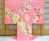 お宮参り 着物 女の子 初着 産着　om-l-130 【女の子用お守りフードセット，贈答用化粧箱，きもの保存用たとう紙 プレゼント！】