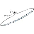 Tirafina Gemstone and Lab-Created White Sapphire Adjustable Bolo Bracelet, Sterling Silver, Easy-On Easy-Off (6, 7 and 8 inch