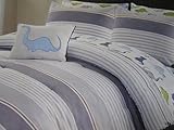 Max Studio Kids 6 Piece Reversible Dinosaur and Stripes Comforter and Sheet Set Dinosaurs Twin [並行輸入