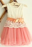 新しい女の子の刺繍レースガーゼの弓のベストドレスのドレスの女の子のウエディングドレス夏のプリンセスのドレス