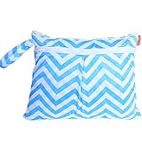 Damero New Cute Travel Baby Wet and Dry Cloth Diaper Organizer Bag, Blue Chevron by Damero