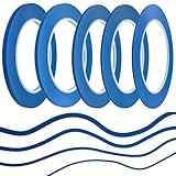 マスキングテープ 高耐熱塗装マスキングテープ (曲線用) 車両塗装養生テープ ビニール基材 ブルー 1.5mm 2mm 2.5mm 3mm 4mm 5mm 幅 (6巻入)