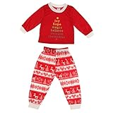 Dovewill 家族全員　パパ　ママ　キッズ３人　同一スタイル　クリスマス風　寝間着　ナイトウェア　ファミリー　パジャマ　セット　トップス+パンツ　多種のサイズが選べる - キッズ, 4T