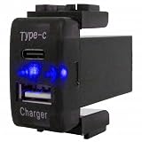 NV350キャラバン E26 LED/ブルー 新設USB Type-C タイプC ポート 充電 QC3.0 12V パネル スイッチホールカバー
