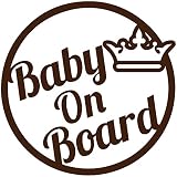 TREZ BABY ON BOARD 王冠 クラウン ラグジュアリー サークル ステッカー 【BABY IN CAR】 (ブラウン)