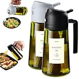 TrendPlain 470ml オイルスプレー 料理用 - 2in1 油 スプレー ボトル＆ディスペンサー 遮光・貼付けシール付き キッチンガジェット エアフライヤー サラダ バーベキュー用ー ブラック＆アッシュ