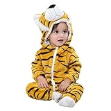 ベビーロンパースHosam 子供服　赤ちゃん　男の子　女の子　動物　コスチューム 可愛い　柔らかい　秋冬衣装　室内　子供の誕生日プレゼント　出産お祝い (80, トラ)