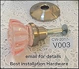 V003 Pink Depression 2" crystal knob with the best Brushed Nickel hardware for door/drawer thickness