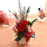 【誕生日ギフト】ほんのり香る100%プリザーブドフラワーアレンジ　[アロマピュア　レッド×ピンク]