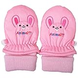 2016年 冬物 防寒 うさぎ・くま刺繍 スノー手袋 ミトン グローブ ピンク◇1-2才