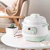 電気煮込み鍋、セラミックスープ鍋、家庭用焦げ付き防止ミルク鍋、自動予約防水煮込み鍋、健康のお粥電気煮込み鍋（緑）（緑）