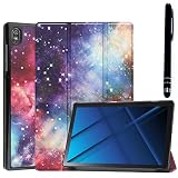 タッチペン フィルム2枚付 ソフトバンク Lenovo TAB6 A101LV ケース レノボ タブ6 10.3インチ softbank A101LV カバー おしゃれ かわいい 薄型 オートスリープ機能 レノボTab 6カバー 耐衝撃 全面保護 大量注文対応 10.3インチタブレットケース デザインケース ソフトバンクタブレット （T0291-galaxy）
