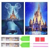 YUWENW ダイヤモンドアート キット ダイヤモンドの絵画 2個セット 城 キャッスル きれい 全面貼り付け ダイヤモンドアート 初心者 大人の子供 DIY 手芸キット