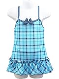 エーネクスト チェック ドット柄 Aライン ワンピース キッズ ガールズ 女の子 水着 ils-tg-0438 120 BLUE