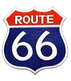 ワッペン アイロン ルート66 ROUTE66 ブルー×レッド アメカジ 刺しゅう アップリケ パッチ