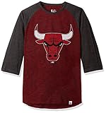 NBAシカゴブルズ子チーム3 / 4 Sleeve Slub JerseyクルーTシャツ、スモール、Redヘザー/ Chafe