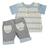 優雅 yuga☆【箱入り】「ヘンリーネック・Tシャツ 80cm +Boysハーフパンツ 80cm 2点セット ネイビー」  オーガニックコットン100%   ベビー 服  男の子 出産祝い プレゼント