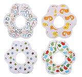 Bevalsaよだれかけ スタイ ビブ ベビー ビブ 柔らかい綿100% 360°回転可 4枚セット