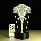 Caryy 3d LED Illusionランプ、7色変更リモートコントロールトランクDimensional Visualライト、光学式ナイトライト、装飾雰囲気テーブルランプ、子供クリスマスギフト