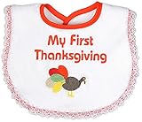 Raindrops My First Thanksgiving Embroidered Bib, Lace/Orange by Raindrops