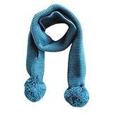 MIOIM® ボンボン付き ニット キッズ マフラー 子ども ストール 秋冬 ベビー ガールス 防寒 あったか ファッション 男の子 女の子